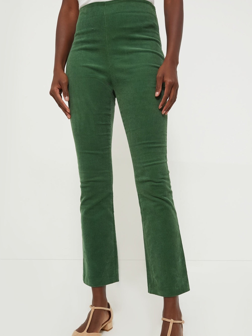 Tuckernuck Dark Green Cropped Corduroy Flare Pants